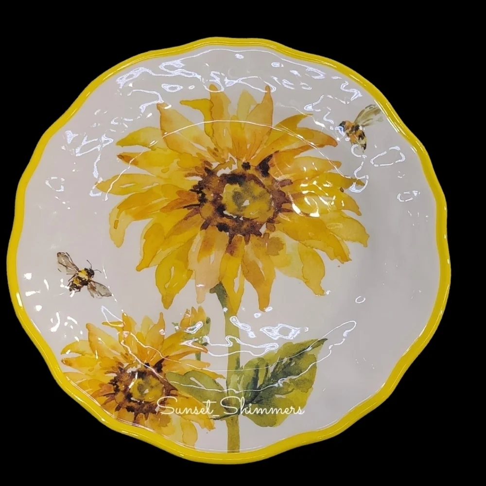 12pc Tuscan Sunflower Honey Bee Melamine Dinner Salad App Dessert Plate Set New